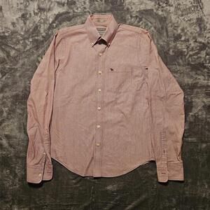 Vintage Y2K Ambercronbie & Fitch Men's M Muscle Button Down Burgandy & White